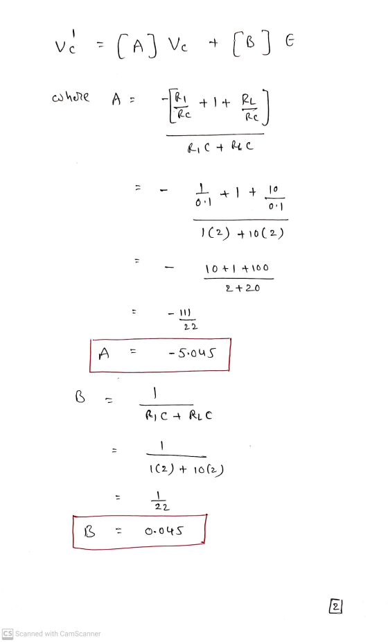 t Vc CA] Ve [B] where 11 - RI RC +1+ RL Re Ric+ REC 11 1 0 :) + 1 + 10 0 1 1(2) +10(2) 11 10+1 +100 2 + 20 22 11 I -5.ous B
