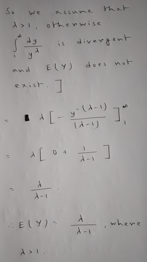 So that We assume d>1, otherwise dy divergent y and Ely) does not exist. [-] y. -(1-1) (-1) 1 2-1 + [ 0 + - ] 1 1-1 ..Ely) -