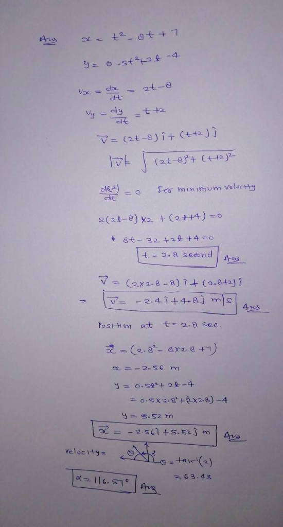 ad-t at t= 2-8 second マ= (2x 2-8-8) 1.4 (2.842J 4ms y 5.52 m χ _ 2.sc1 + s.523 m 63.43