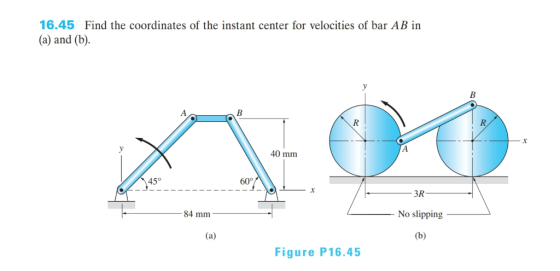 16 45 Find The Coordinates Of The Instant Center For Velocities Of Bar 