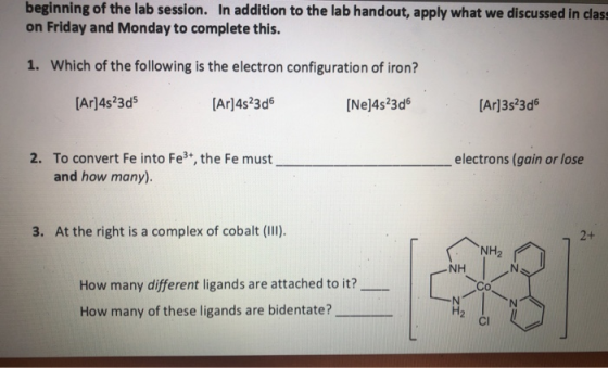 beginning of the lab session. In addition to the lab handout, apply what we discussed in class on Friday and Monday to comple