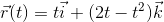 \vec{r}(t)=t\vec{i}+(2t-t^2)\vec{k}
