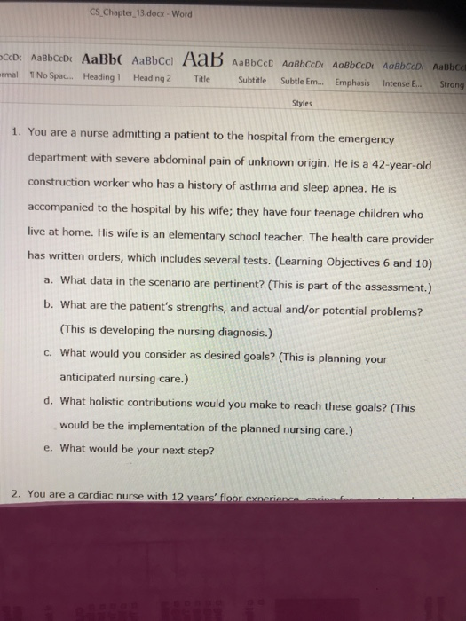 CS Chapter 13.docx - Word CD AalbCD AaBb mal 1 No Spac... Heading 1 AaBbccl AaB AaBbce ABCD AaBbcc AaBbci Aalbo Heading 2 Tit