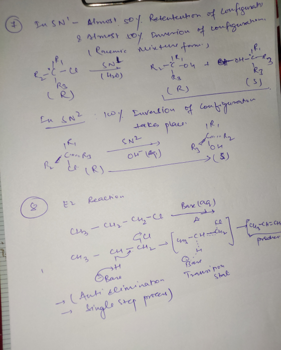 (7) Iu SN- Almost soy. Refentention of configurat & Almost toy. Inverion of configura Racemic mixture forme) R. an SNL OHC c