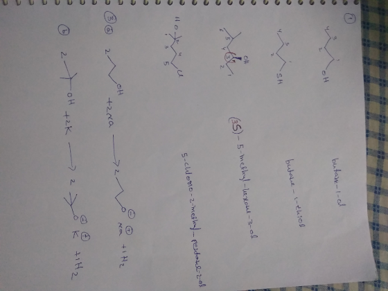 butane-l-ol butane-l-thiol SH (35)- 5-methyl-hexaul-3-od 5-chloro-2-methyl- pertanel-zol 1 3 5 OH >2 tzna 3 2 7 OH +2k 2 k ti