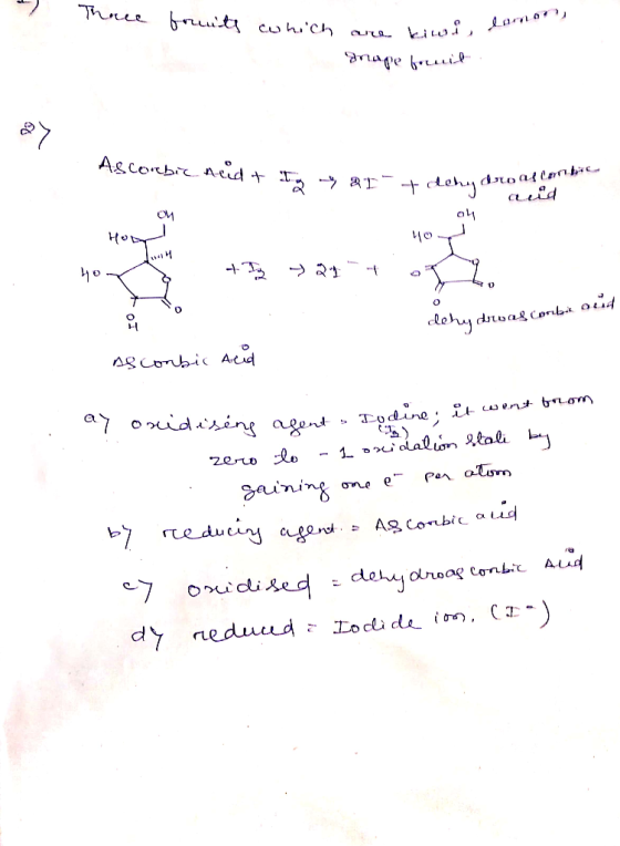 Three fruits which are kiwi, e anapelul Ascorbic Acid + Io + 21 + enyar acid t dehydroas combie ou Hon 40 44 » R1 - 1 L. deh