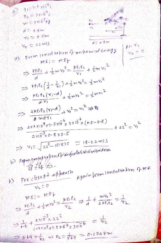 2310 non 2015 cosm No = 22 ms. 5.08m 2 as from sonses vahon of mechaniul energy ME ME > kli? 2 + m vo? = K2,92 + <m V,? => 49
