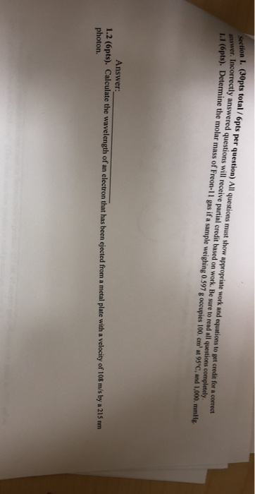 ton I. (30pts total /opts per question) All questions must show appropriate work and equations to get credit for com nswerInc