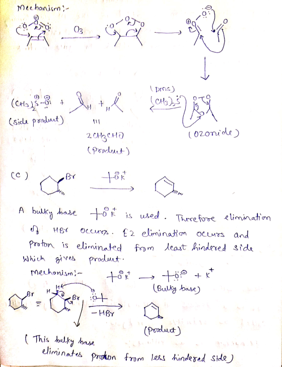 mechanismn ? - 03 . 1 Dms) (CH3), (CH339-3 + (side poodent) ů 111 2 (ozonide) 2. сносно Prodent) (C) Br -OK ca + → A bulky ba
