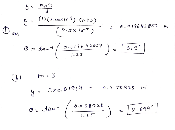ce 1 mdD d (1) (550x1019) 61.25) 3.5*105) ce 0.019642857 ( @ = tant 6.019642857 2) 0.9° 1-25 (b) m=3 0.0 50 928 mi 3*0.01964