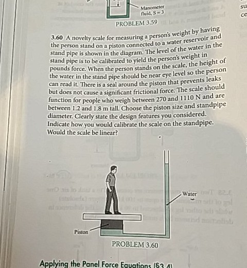 su Manonicter fluid, S-3 PROBLEM 3.59 се measuring a persons weight by having 3.60 A novelty scale for measuring a person ne