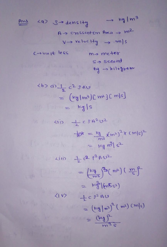 -4) 3→ density V→ velocity ·m)s → C→ unit less m me-ter s→ second m) mt rym
