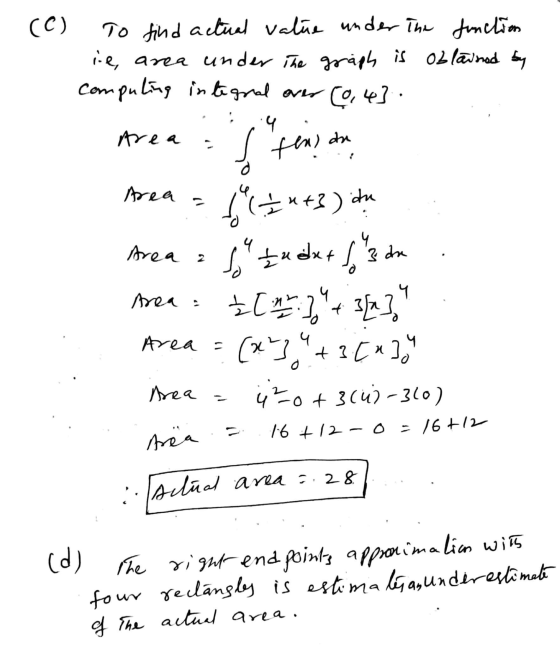 . (C) To find actual value under the function ie area under the graph is oblained by Computing integral over (0,4]. Area - f