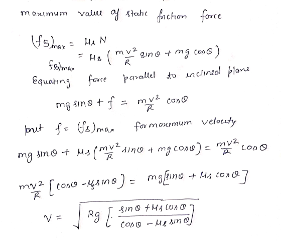 R maximum value of static fonction force (f5 max = Men felman - Mo ( mu sino ang cooo) Equating force parallel to enclined pl