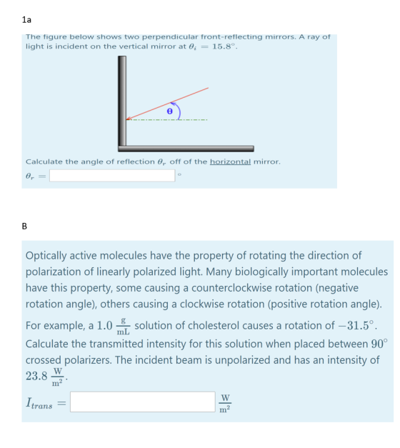 1a The figure below shows two perpendicular front-reflecting mirrors. A ray of light is incident on the vertical mirror at o;