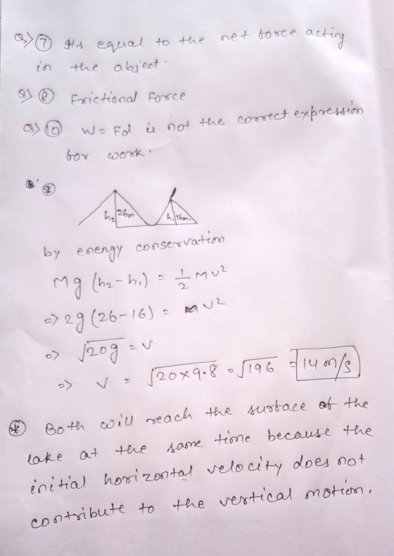 same tione because the net torce aca acting 0 Its equal to the en the object Frictional Force Wa Fd i not the correct express