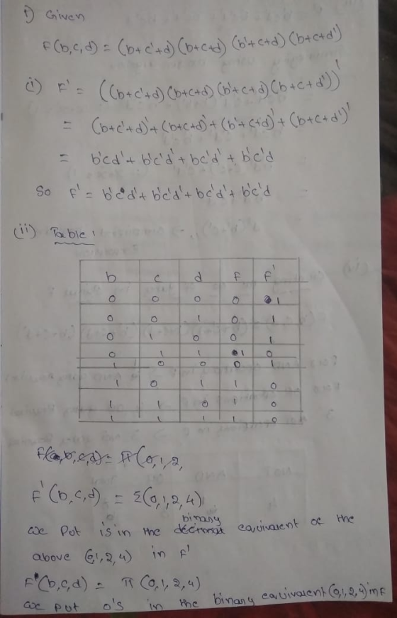 F (b, c, d) = (b + ctd) (b+c+d) (b + c+d) (b+c+d) 1 Given & ka ((bachad) CotCad) (bt (4.2) (b +c+d)) = (b+c+d) + (b+ Ctd) +
