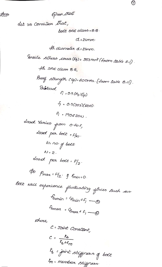 0 Ansi Grun that det us Consider that, bolt SAE class=8.8. d=29mm for diameter d -24mm. Tensile stress alea (U) - 353 mnt (fr