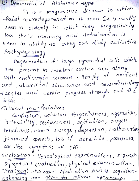 ODementia of Alzheimer type is a progressive disease in which Patal neurodegeneration is seen 2t is mos Jeen in eldenly in wh