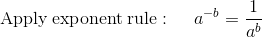 \mathrm{Apply\:exponent\:rule}:\quad \:a^{-b}=\frac{1}{a^b}