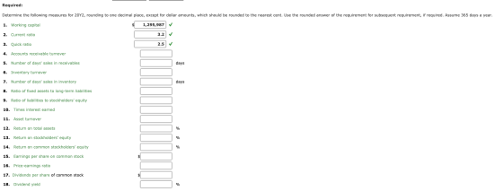 Required: Determine the following measures for 20Y2, rounding to one decimal place, except for dollar amounts, which should b