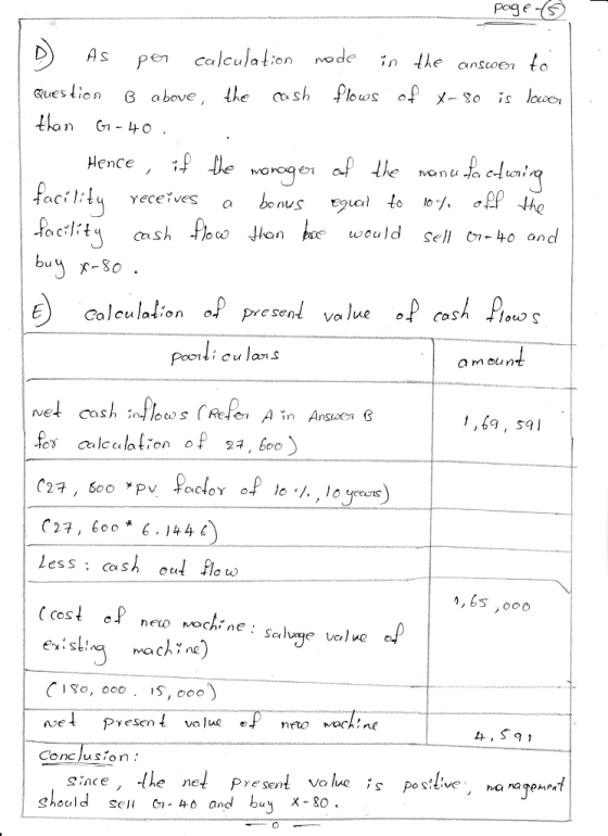 poge calculation node ỉ en the anscoen to yeceives a the would Sellond Calculation o preseot value of cas 1,69, 59l 5co.pv fcc.[oY。P ,o./. , îoya») less: cash oul llo val ve vesen va lue e 44, S Conc/usion: Since he net Pst Va ue s Should sel C- 40 and bur X- &o