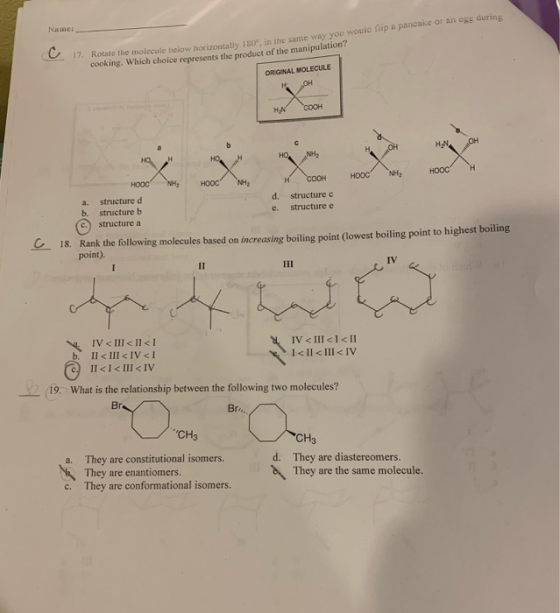 Name: pancake or she during 17. Rotate the molecul Rolate the molecule below horizontally in the same way you would lip cooki
