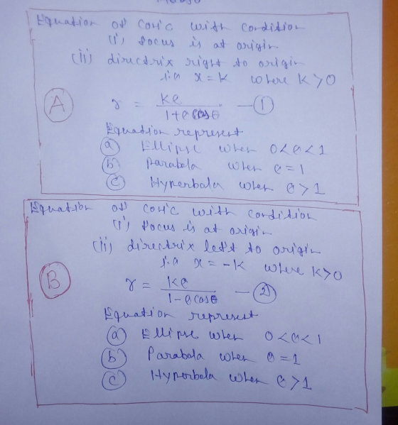 1 Egnation of COHC with Il focus is at directrix right sim x=k (lis condition origin to origin where Kyo J = ke Ite Cose Equa