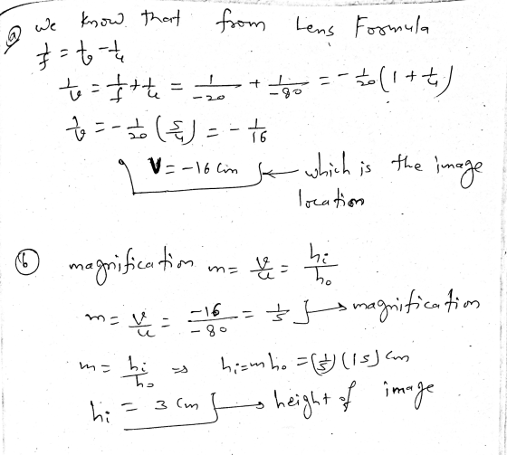 @ @ we + o we know that from Lens Formula &= to t to = Itte toll (1+t +) f = -1/26 (&) = - to - which is location V=-16 lin t