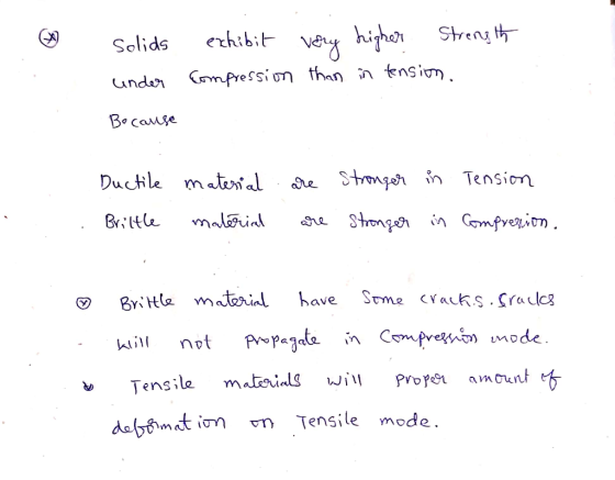 erhibit vehiqrerStren t Solids Crmpressi on than in tension under Bo cause Duchle matenl Stmgor in Tension e Brtte maligind S