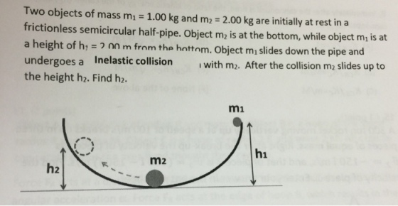 Two objects of mass m1=1.00kg and m2=2.00kg are in