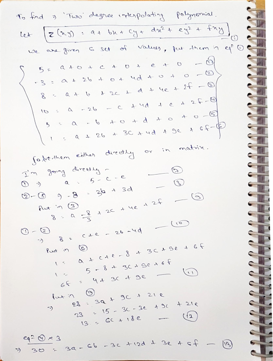 To find » Two degree interpolating polynomial. du? + ey2 & fny let 2 (ny) a of but but cyt values are given set of put them