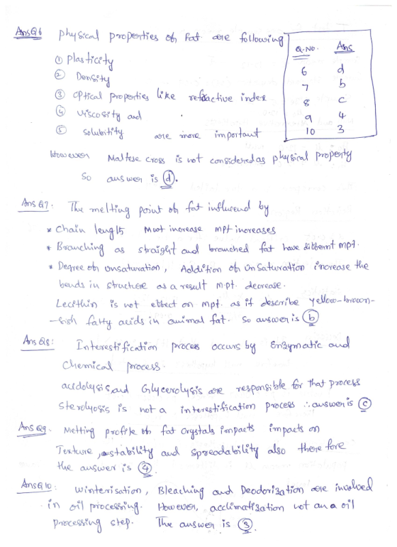 Ans phy sen propesrties c fad cele follousing Ans aNo Plas tice-ly Dengsy oPHal Properties like refactive nder 6 4 3 Solubeit