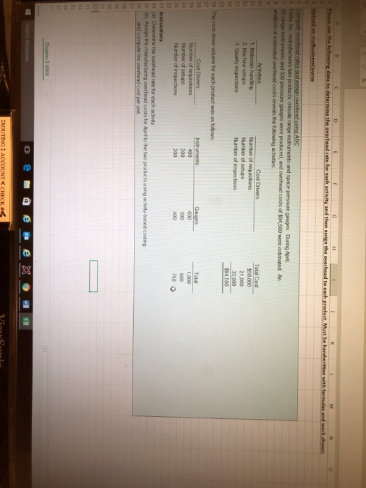 and overhead costs of $94,500 were estimated An 21,000 Number of inspections of Number of setups