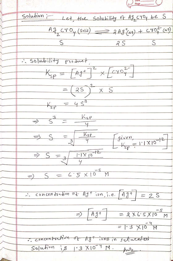 vare Page - Let the solubility of Ag croy be s Ad Croy (solid) = 2A8%aq) + cool (29). s as s A solubility product, Ksp = [134