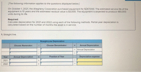 (The following information applies to the questions displayed below.) On October 1, 2021, the Allegheny Corporation purchased