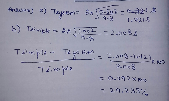 Anwe wer) a) Tsystem= 24 0.502= Ja.8 3218 1.4218 b) Tsimple= an $2002 = 2.0088 X 100 2.008 Tsimple - Toystem = 2.008-1042) Ts