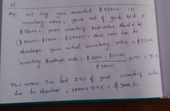 Er Let say you recorded $50000 in inventory value your cost of goods sold is $12000. your inventory book value should be $500