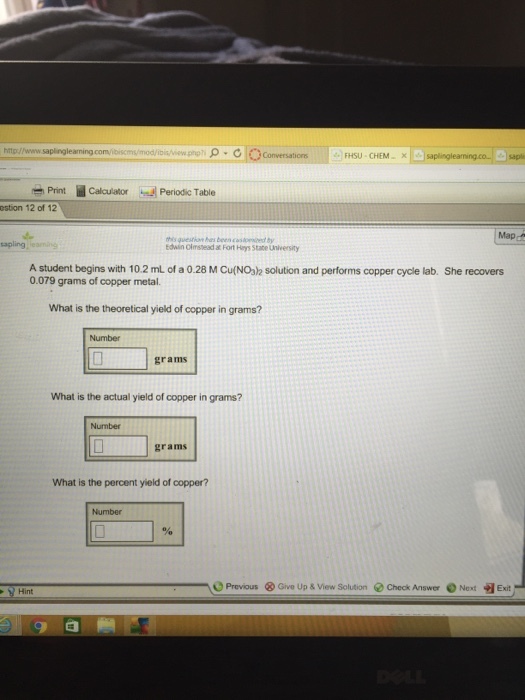 A student begins with 10.2 mL of a 0.28 M Cu(NO_3)