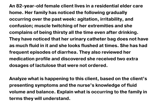 An 82-year-old female client lives in a residential elder care home. Her family has noticed the following gradually occurring