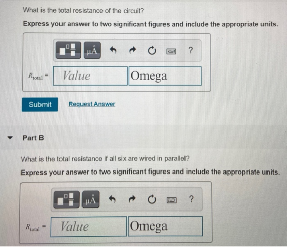 What is the total resistance of the circuit? Express your answer to two significant figures and include the appropriate units