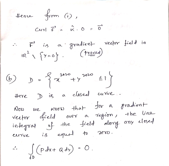 Hence from (1) Curl F = â .o 11 Po ਵੀ is veetor field in a gradient (proved 2 IR 1 {yzos. 2020 8 2020 (6 D = 7 ty LI closed c