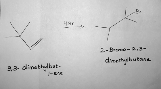 HBY 2- Bromo -2,3- dimethylbutane 3,3-dimethylbut- l-ene