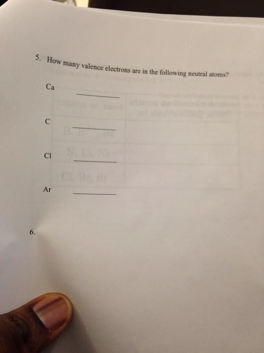 How many valence electrons are in the following ne