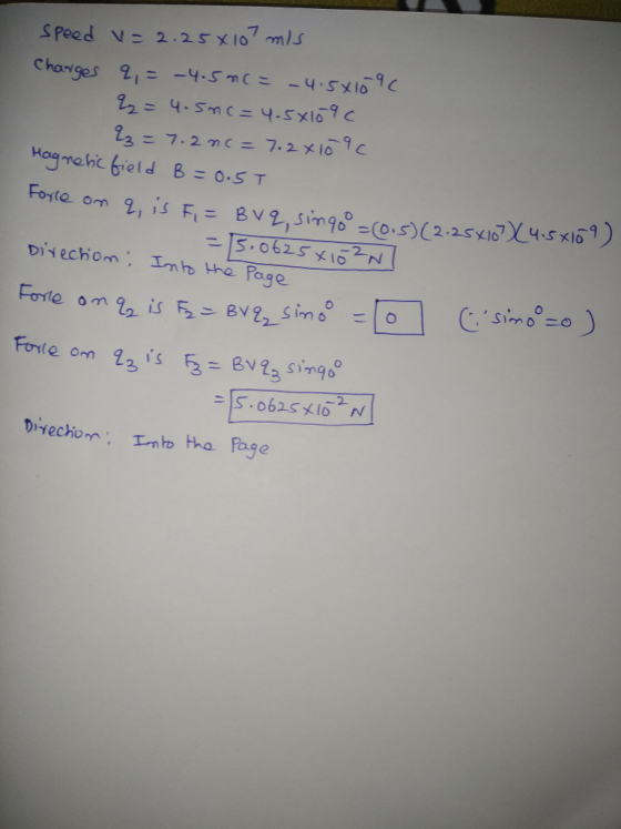 Speed V= 2.25x107 m/ Forte om simgo