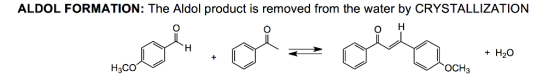 ALDOL FORMATION: The Aldol product is removed from the water by CRYSTALLIZATION + H20 H3CO OCH3