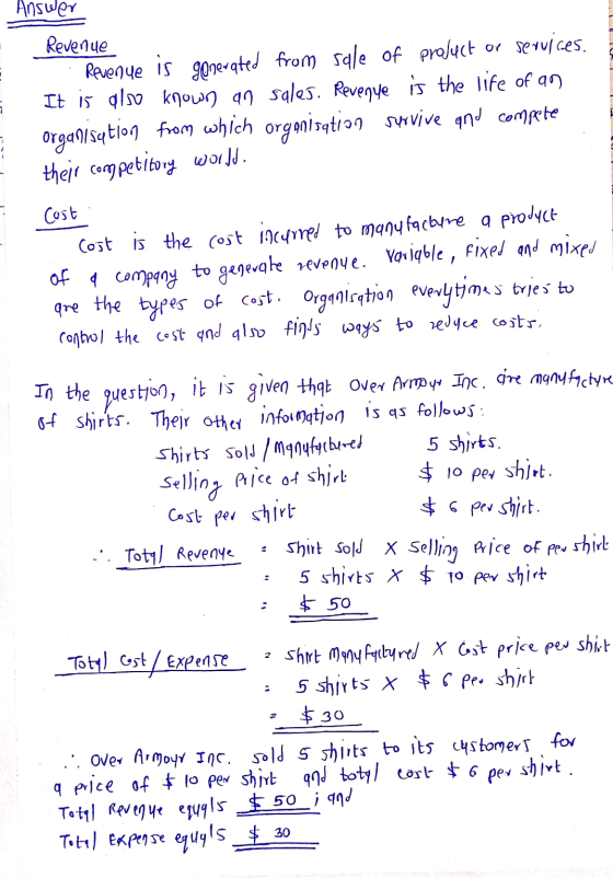 Answer Revenue Revenye is gonerated from sale of prafuct or serujces. It is also known an sales. Revenye is the life of an or