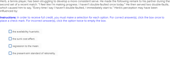 Herb, a tennis player, has been struggling to develop a more consistent serve. He made the following remark to his partner du