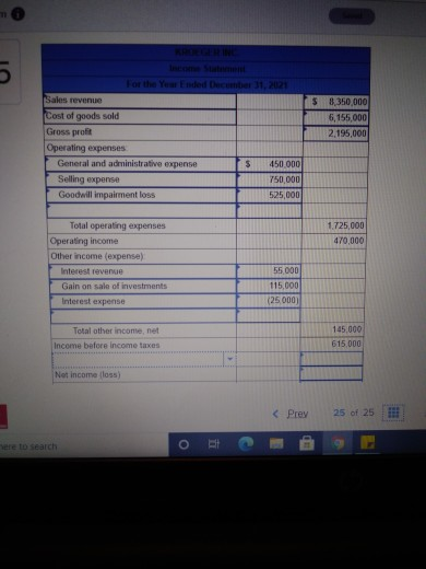 $ 8,350,000 6,155,000 2,195,000 For the Year End December 11, 2012 Sales revenue Cost of goods sold Gross profit Operating ex