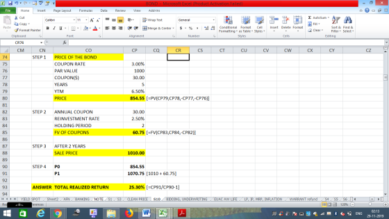 BOND - Microsoft Excel (Product Activation Failed) Add-Ins View - 2x Dr General File Home Insert Page Layout Formulas Data Re